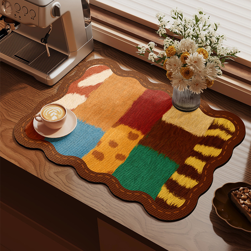 Cocina retro cojín de drenaje cojín antideslizante mesa de comedor cojín de aislamiento térmico resistente al desgaste cojín de barro de diatomas de absorción de agua de secado rápido