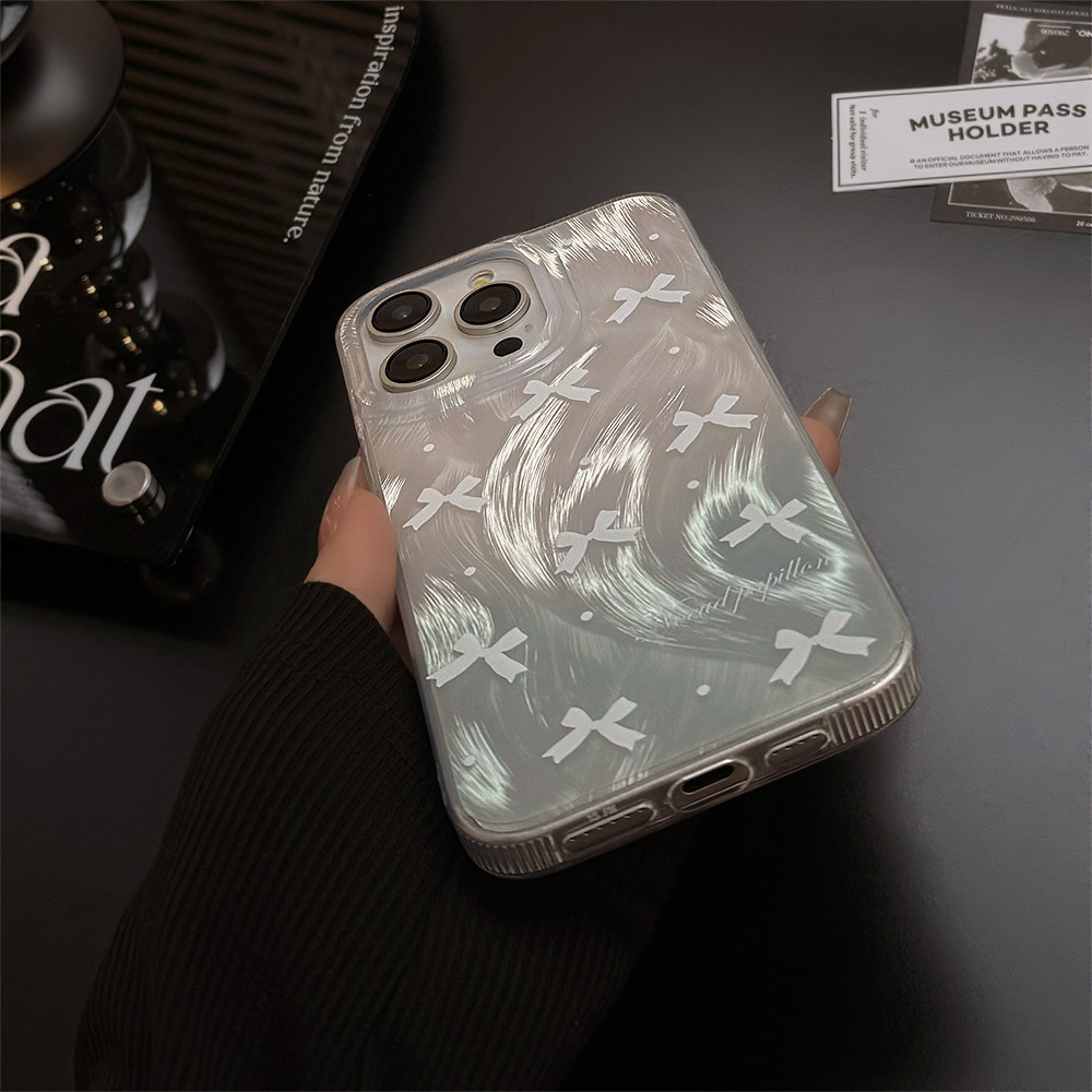 Blue And White Bow Phone Case For Iphone, Protective Cover_voghion.com