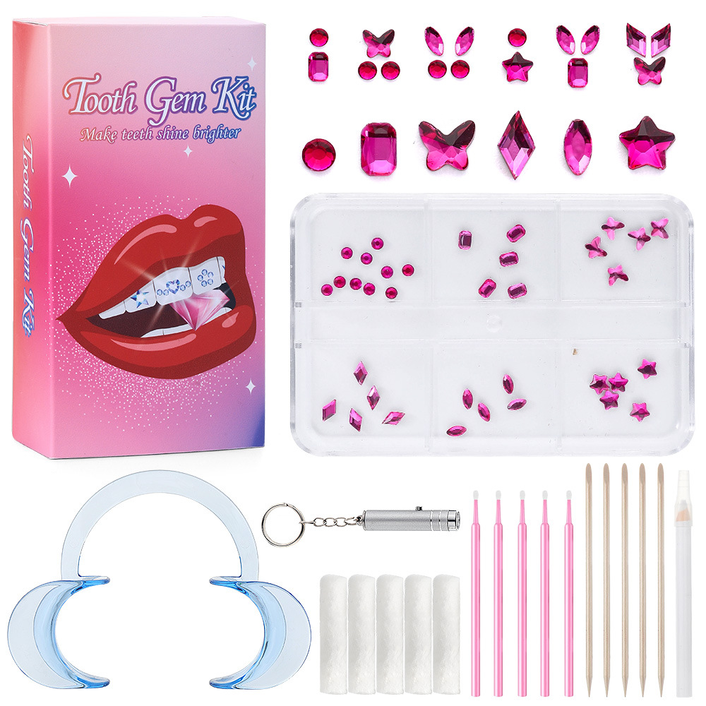 로즈 레드 6 그리드 치과용 드릴 세트 [색상 상자 업그레이드 버전에는 접착제가 포함되어 있지 않습니다.]