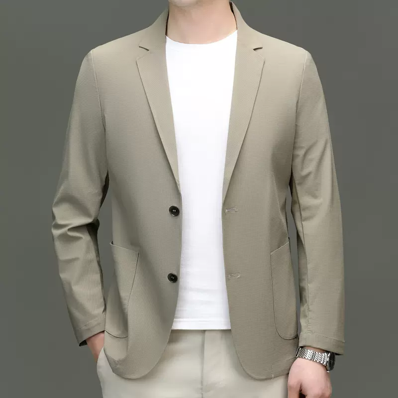 2024春季男士薄款小西服商务休闲中青年夹克时尚百搭潮流免烫西装