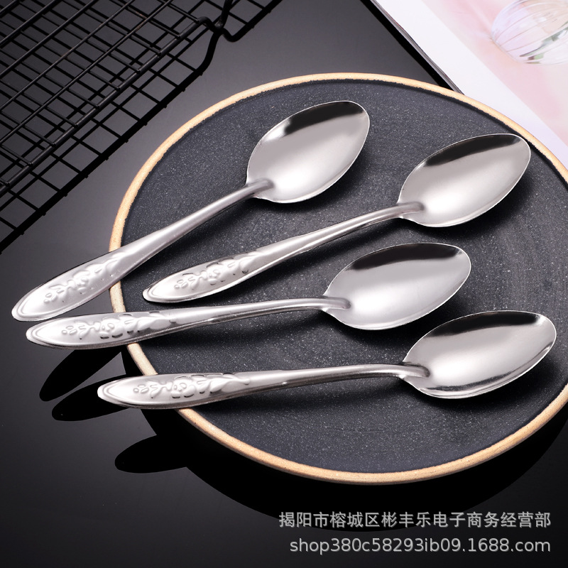 도매 410 스테인레스 스틸 장미 스푼 레스토랑 식당 식당 식당 수프 스푼 가정용 스푼 수박 스푼