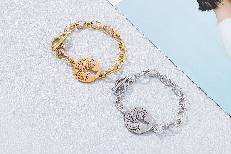 14g Weight PVD Coated Gold Plating Process 18K Gold Plated Plating Material 304 Stainless Steel Pendant Material No Inlaid Inlay Material Bracelets Classification 304 Stainless Steel Chain Material Anniversary, Business, Travel Occasion 304 Stainless Steel Material Life Tree Pattern Women'S Gender Fashion Style Waterproof Non Tarnish Craft Gold, Silver Color PVD Coated 18K Gold Plated Geometric Titanium Steel Fashion Waterproof Non Tarnish Bracelets 4