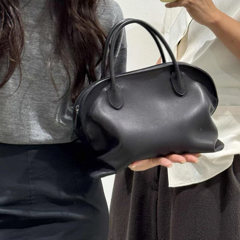 New Leather Luxury Brand Women's Bag the Roagens Soft Bowling Bag Full Leather Satchel Shell Women's Bag