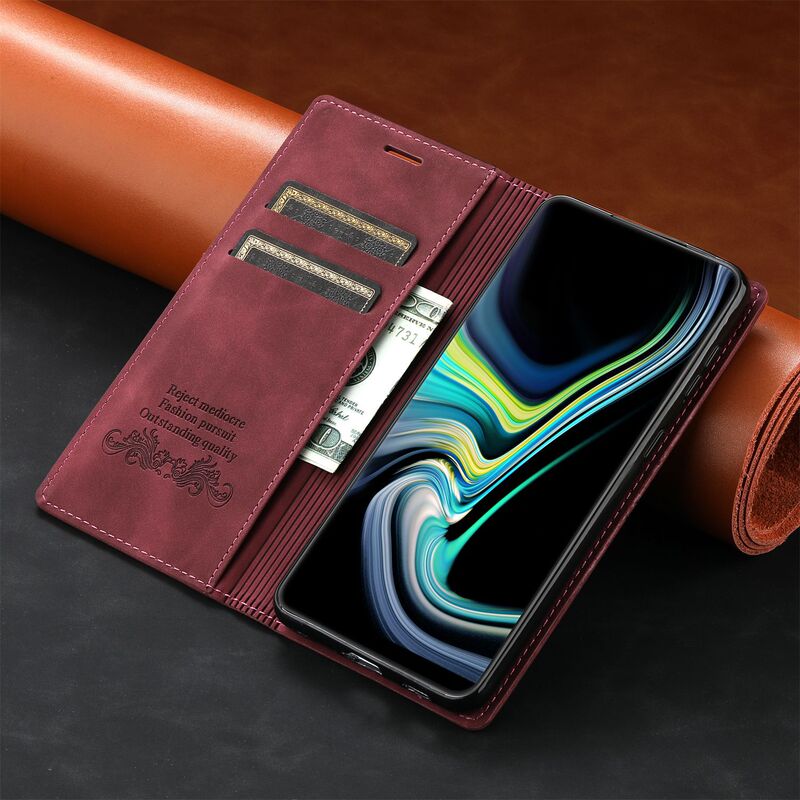 The new S24 flip phone case is suitable for Samsung note20 card protective case S23 strong magnetic mobile phone leather case wholesale