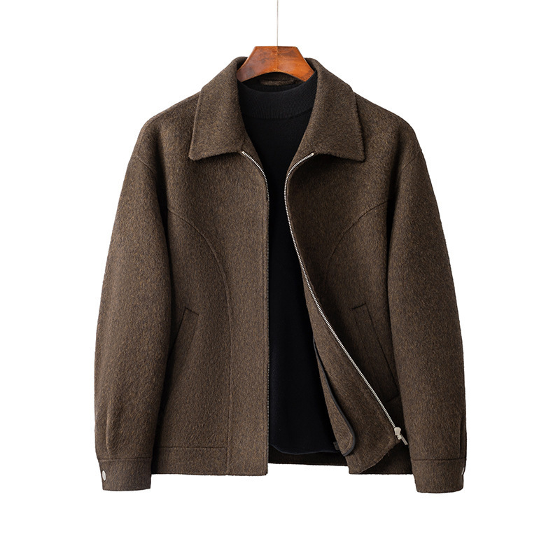 2025 otoño invierno chaqueta de lana hombre doble cara chaqueta de lana cachemire suelta chaqueta de tamaño grande sin marrón verde image 5