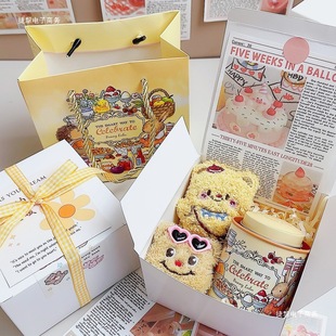 Cream Bear Scented Candle Birthday Gift for Girls Best Friend Gift Box Niche Bedroom Long-Lasting Fragrance