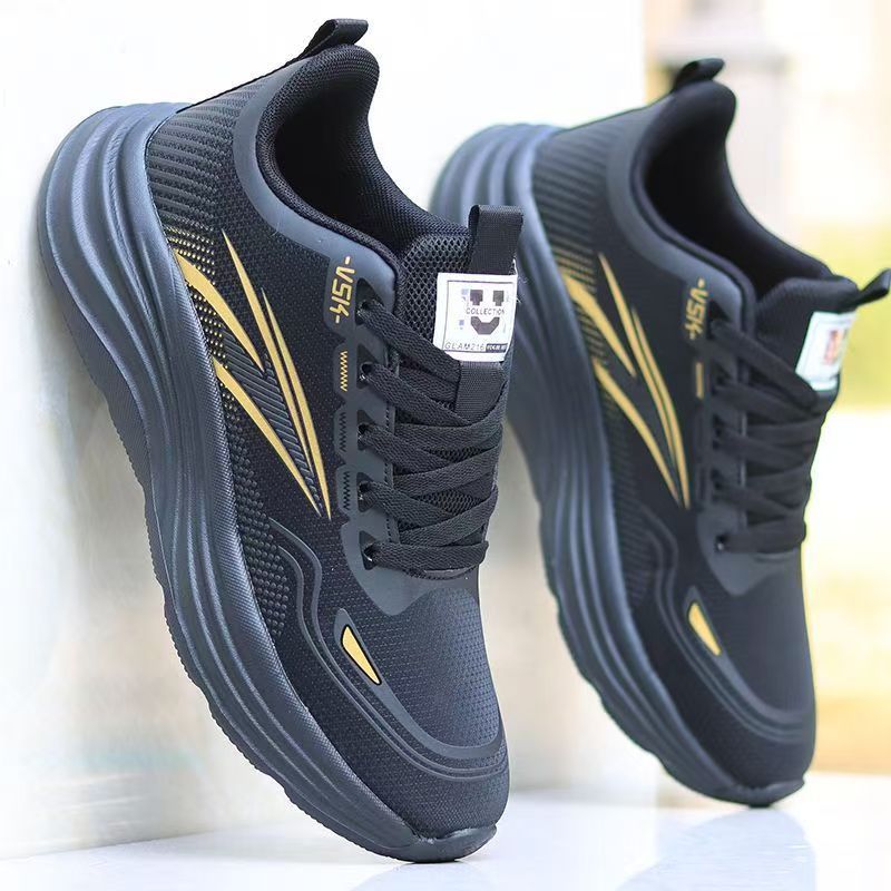 男鞋秋季运动鞋子百搭青少年轻便防滑耐磨跑步鞋防水皮面休闲潮鞋