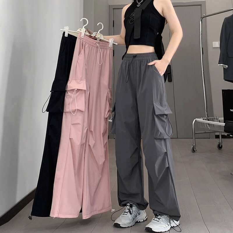 French Crock Pants Women's Pants 2024 New Spring and Autumn Charge Small Wide Leg Casual Loose Mountaineering Sports Pants