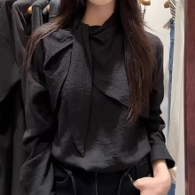 现货厂家批发  蝴蝶结领口绑带衬衫女高JI 感佰搭上衣 女