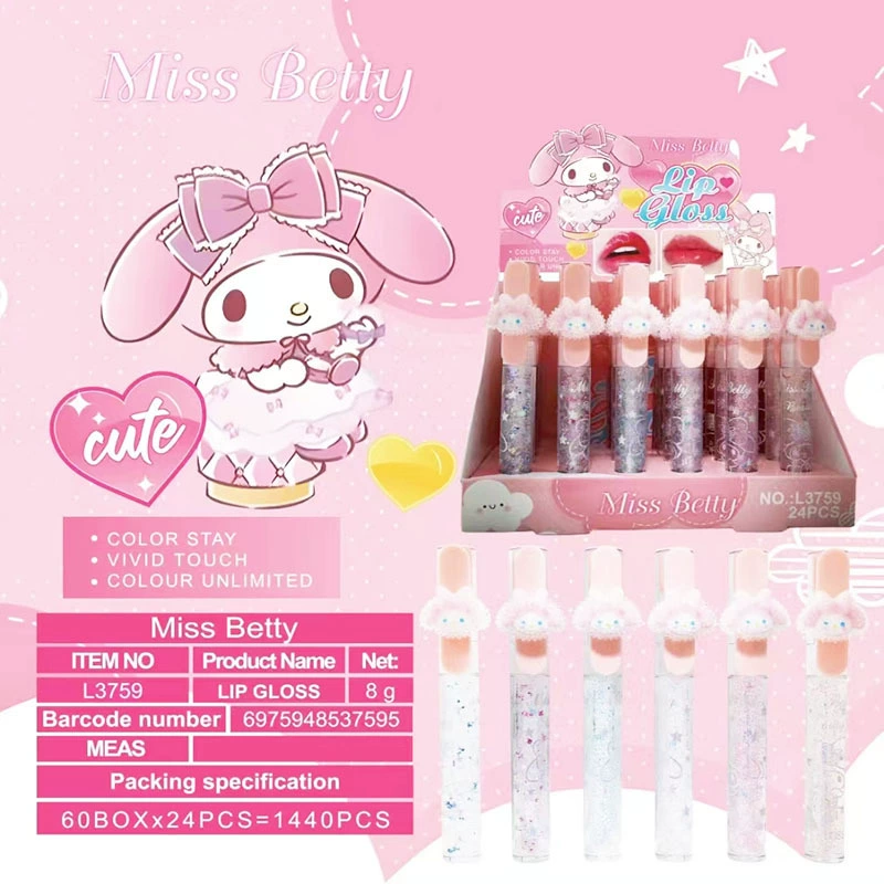 MissBetty новый стиль внешней торговли трансграничный мультфильм серия безделушек 6 цветов блеск для губ глазурь увлажняющий помада вода