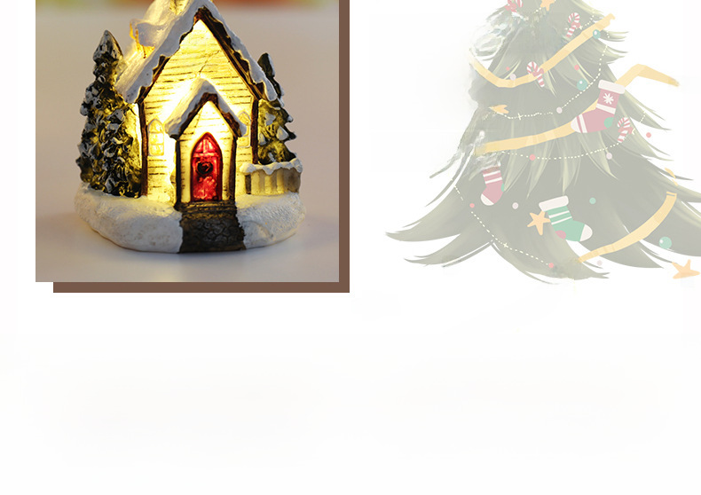 Cross-border New Christmas Decorations Resin Small House Micro Landscape Resin House Christmas Creative Luminous Small House_voghion.com