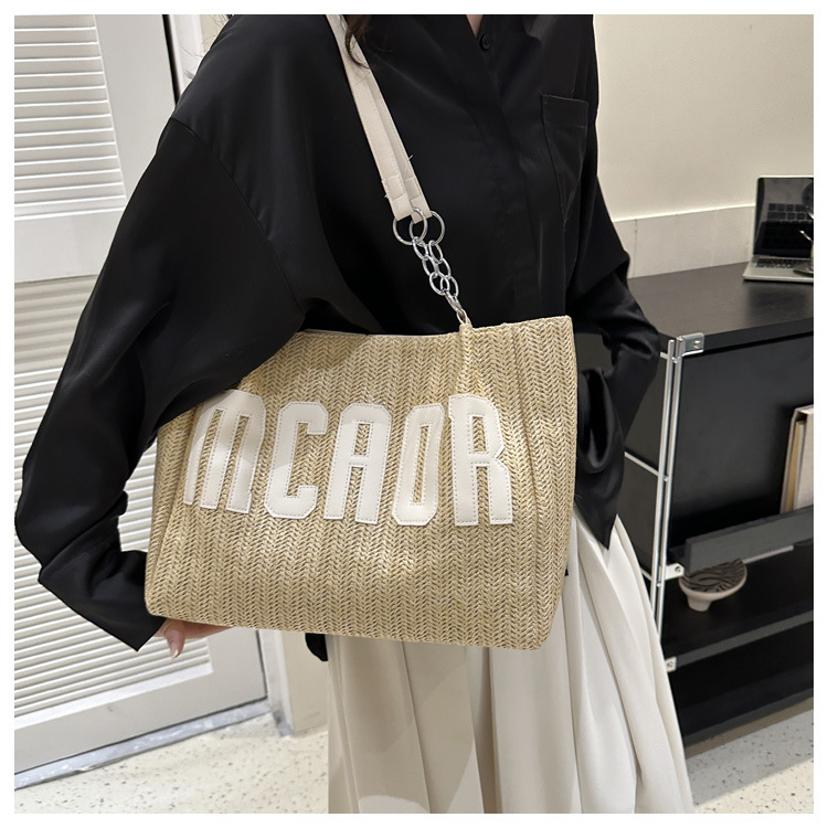 Large capacity fashion tote bag 2025 new style this year's popular woven single-shoulder bag underarm letter handbag wholesale undefined