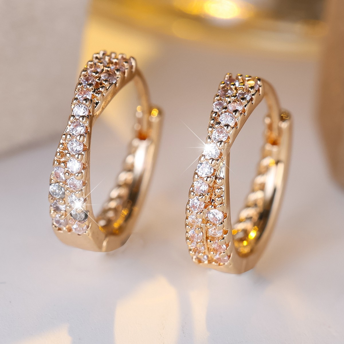 Cross-Border Fashion Exquisite Cross Design White Diamond Earrings Personality Minimalist Style Simple Temperament Earrings Hot Item