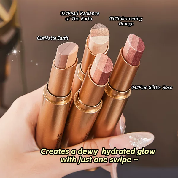Charming and Radiant Eyes, Delicate Gradient Eye Shadow Glitter, Lazy Novice Eye Shadow Stick, High-Gloss Long-Lasting Three-Color Eye Shadow Stick