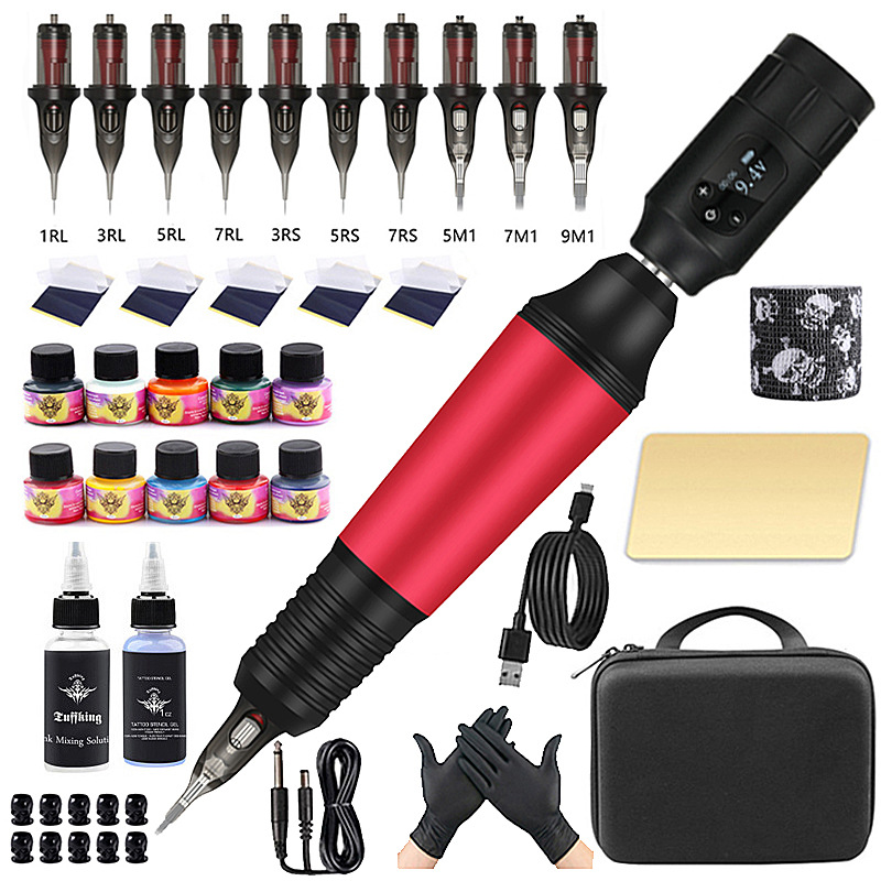 Juego de máquina de tatuaje Tuffking Fuente de alimentación inalámbrica LED Juego completo de herramientas Bolígrafo de tatuaje transfronterizo Máquina de motor