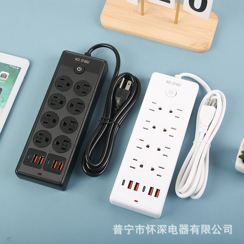 4USB + 2Type-C doble fila enchufe estándar americano de América del Sur México 6FT110V escritorio de oficina en el hogar