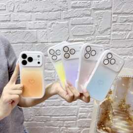 适用苹果iPhone17ProMax小蛮腰晕染色爱心镜头全包16/15/14手机壳