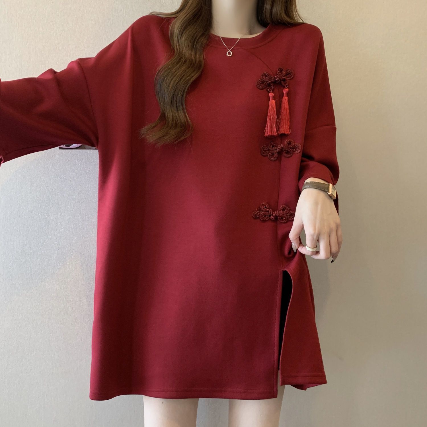 Camiseta de manga corta con hebilla de estilo nacional de la industria pesada para mujeres 2024 verano nuevo estilo suelto y delgado top de talla grande para mujeres ins image 4