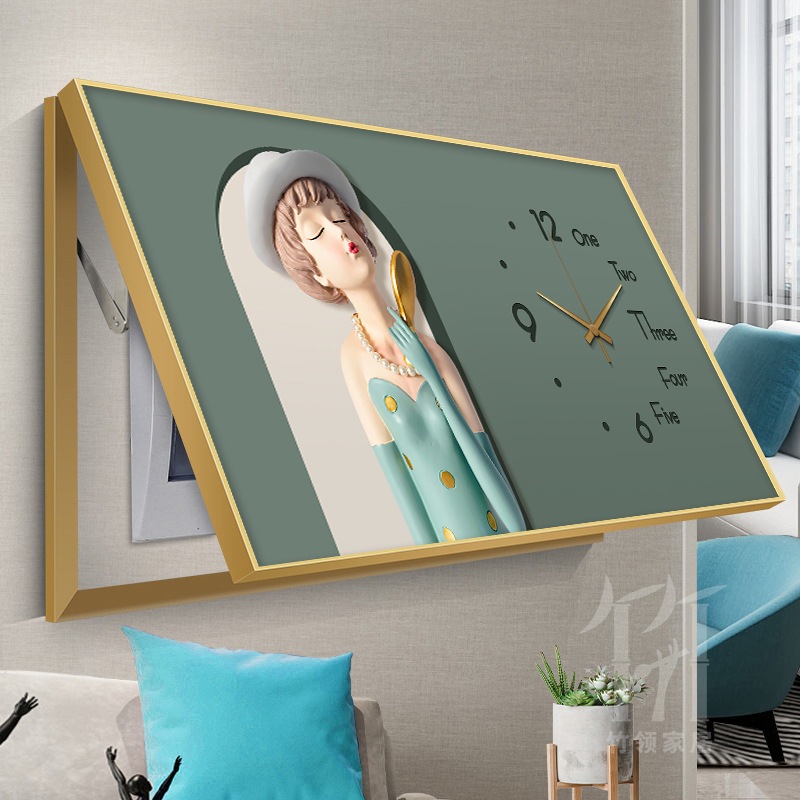 Niña nórdica caja de medidor pintura decorada sin agujeros de perforación de tapa de encendido interruptor de alimentación caja de interruptor con reloj colgar pintura