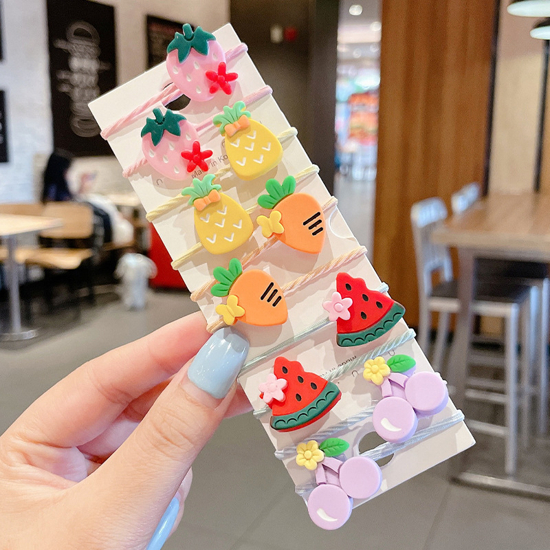 Anillo de cabello de color caramelo para niños no daña correa de cabello bebé cuerda de cabello niñas lindas cubiertas de cabello de cuero de pimples