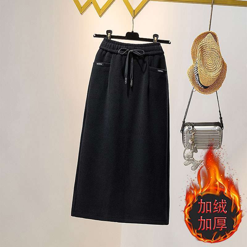 中长款加绒加厚半身裙冬裙女2025年新款秋冬半裙大码胖mm显瘦裙子|undefined