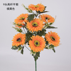 模造花造花菊メーカー卸売り9輪平菊アフリカ菊室内に絹花プラスチック花装飾花を置く