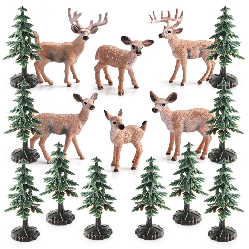Amazon Navidad escena decoración simulación árbol de Navidad cola blanca ciervo traje arena mesa escritorio decoración modelo estático