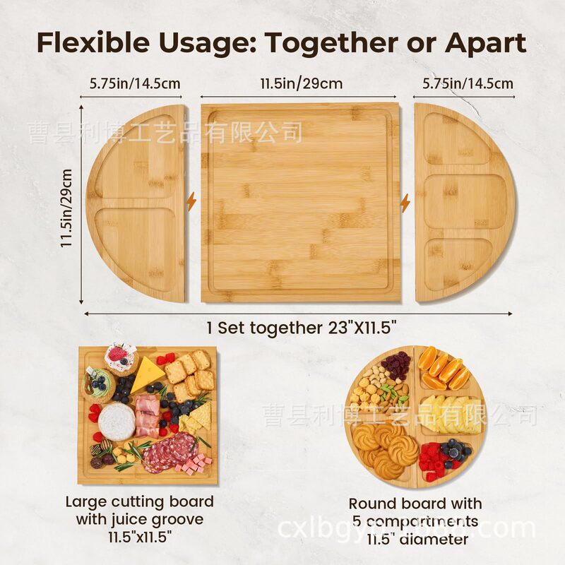 Wooden Tray Detachable Cheese Cheese Deli Board Magnetic Suction Set Picnic Portable Acacia Wood Compartment Tray