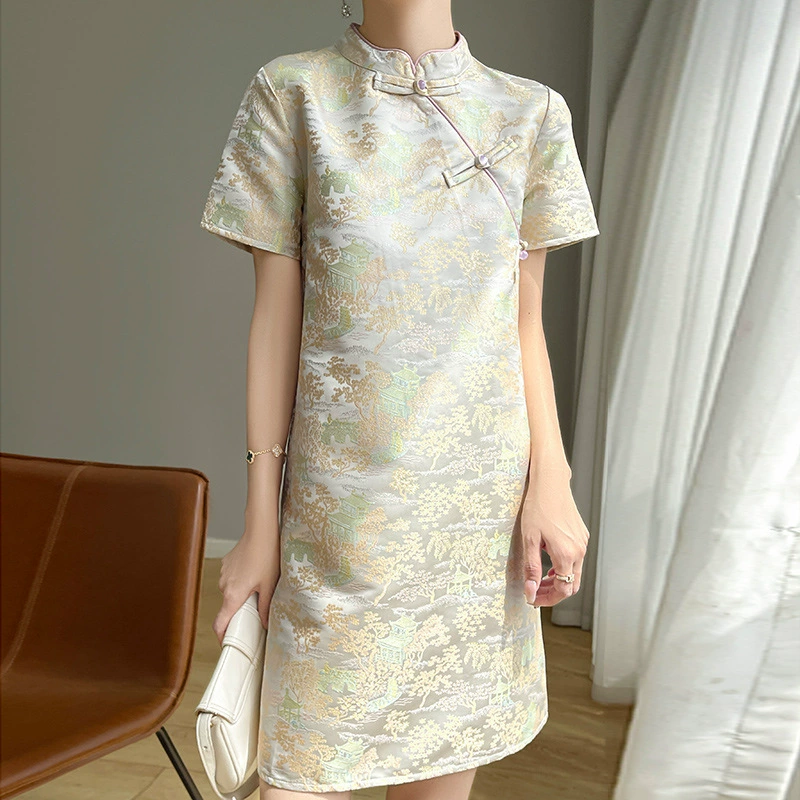 2024 лето новый новый китайский стиль с вертикальным вырезом в вертикальном стиле