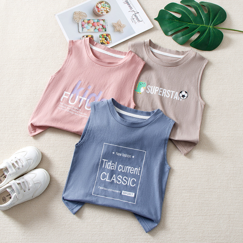 Chaleco DE LOS NIÑOS algodón niñas bebé niños nueva camiseta de verano al por mayor de verano Delgado deportes camiseta sin mangas