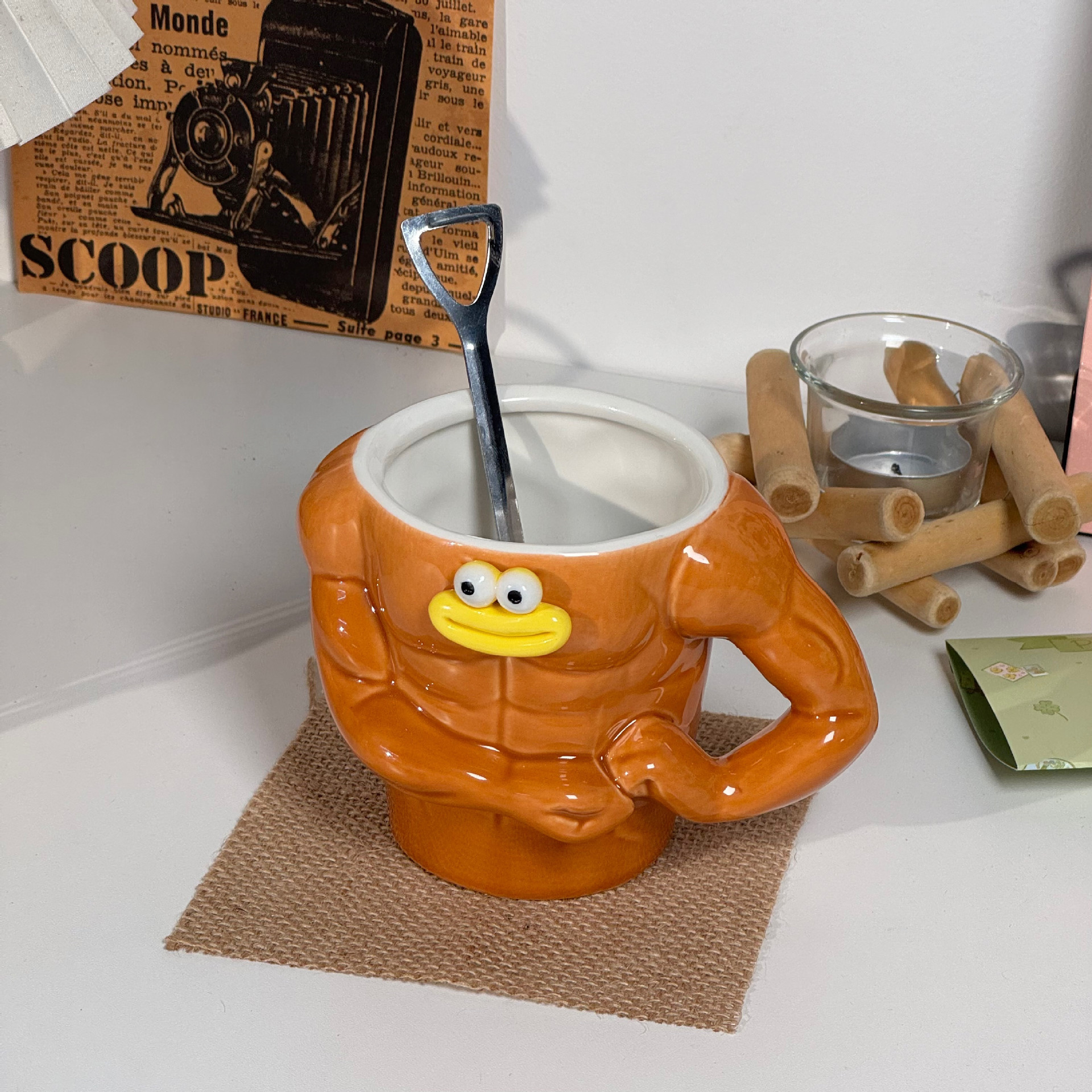 Funny Water Masculine Muscle Ceramic Coffee Tea Cup, Student Mug, Birthday Gift For Girls_voghion.com