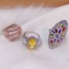 High-end zirconium, retro ring with stone, micro incrustation, European style, with gem