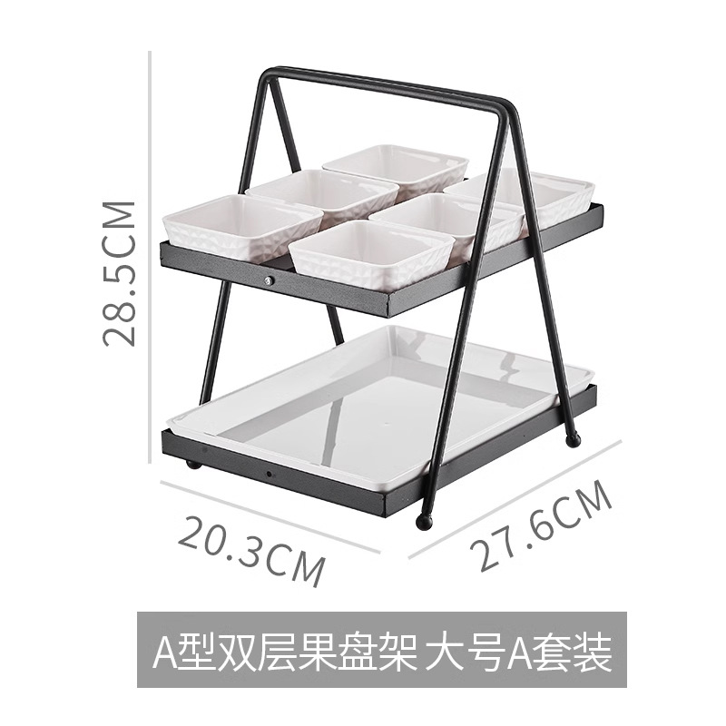Soporte de bandeja de frutas de doble capa, bandeja de frutas secas de cuatro cuadrados, bar KTV, bocadillos creativos comerciales, bocadillos, escaleras multicapa