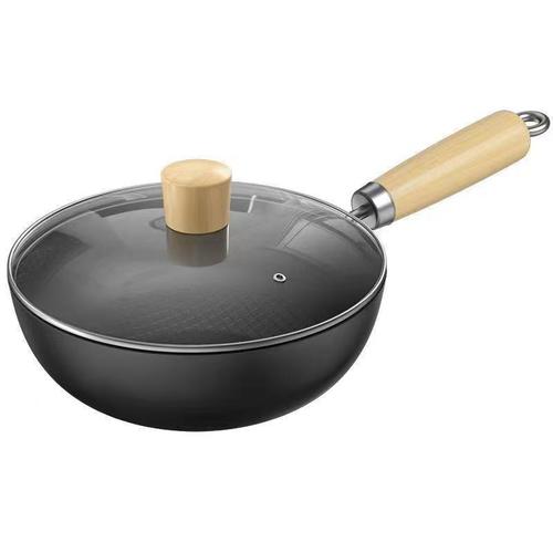 Mini iron non-stick wok for one person, suitable for induction cooktops and gas stoves