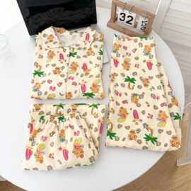 夏威夷KT睡衣女夏季网红少女短袖高级感家居服套装跨境批发亚马逊