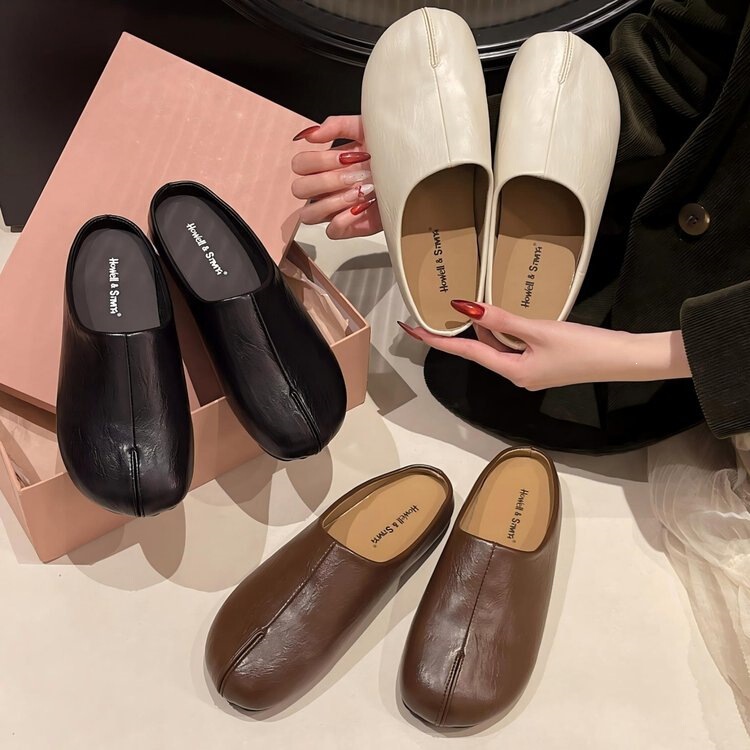 2026 Spring Korean Style Closed-Toe Half Slippers for Women, Elegant Slip-On Lazy Shoes, Retro Round-Toe Mules 2026 Spring Korean Style Closed-Toe Half Slippers for Women, Elegant Slip-On Lazy Shoes, Retro Round-Toe Mules