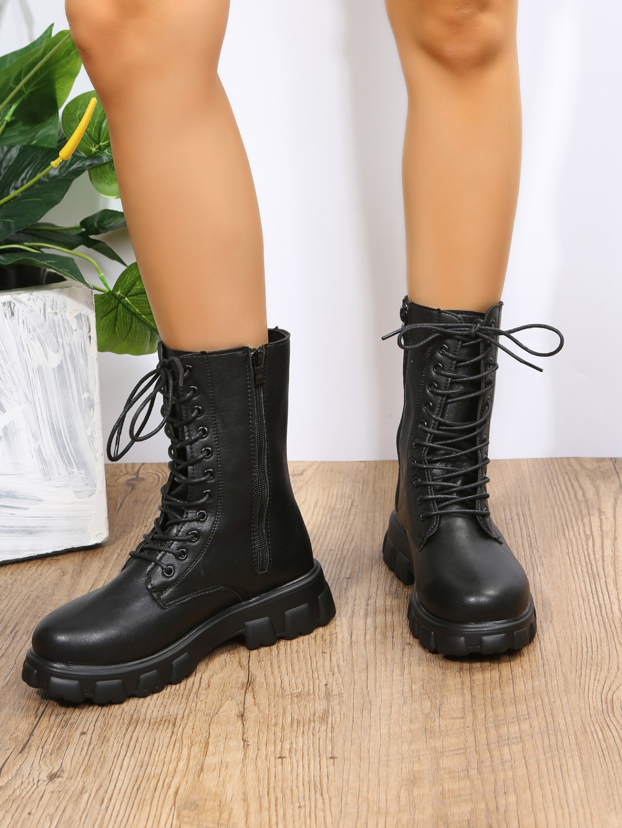 Large size spring and autumn new boots women round thick sole fashion boots British wind motorcycle boots women_voghion.com