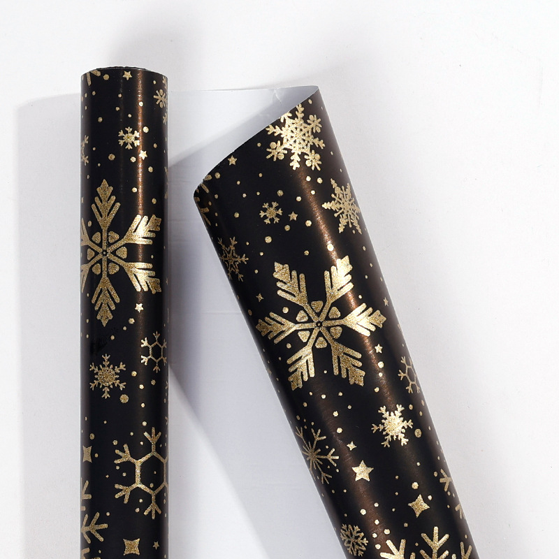 크리스마스 시리즈-블랙 골드 눈송이/롤; 43*300cm