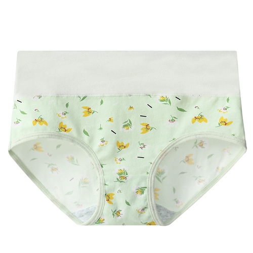 Girls' cotton print underwear, large size, seamless, for primary and high school students, high-waisted, Japanese-style triangle underwear