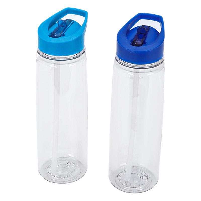 Transfronterizos para el exterior conveniente 700ml botella deportiva de plástico material PS taza de paja de color de caramelo con mango