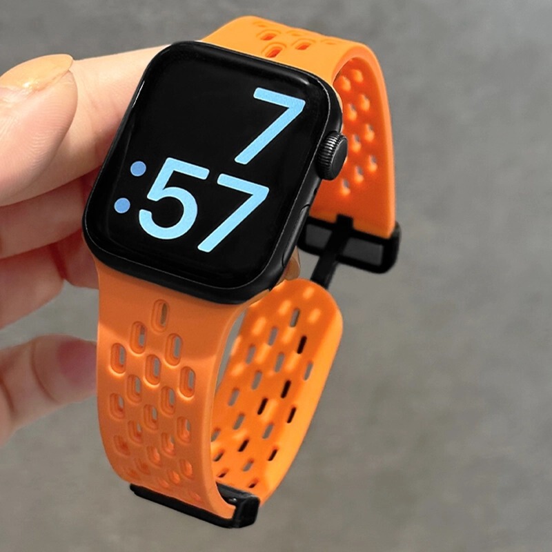 Apple の新しいホールシリコン磁気バックル iwatch ストラップ夏 7 通気性 8applewatch 男性と女性に適しています|undefined