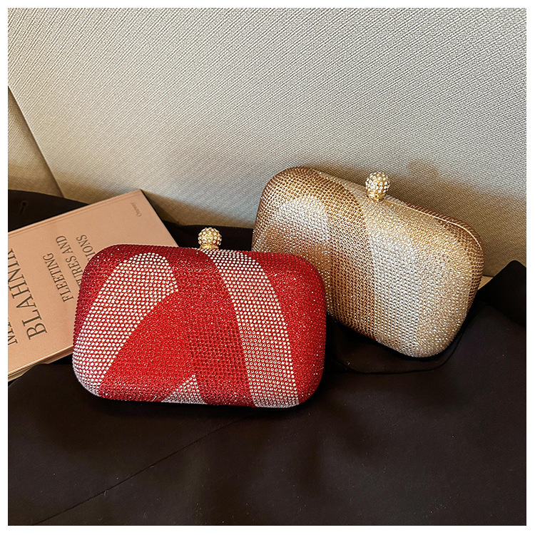 Bolsa de cena de lujo ligera transfronteriza de damas, bolsas de mano de diamante brillante, bolsas de cena de boda de cadena de alto nivel