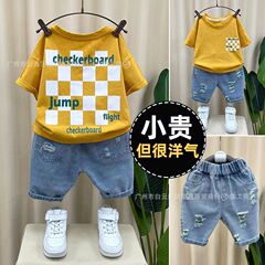 boy T-shirt shorts suit baby clothing 夏季儿童短袖童装套装