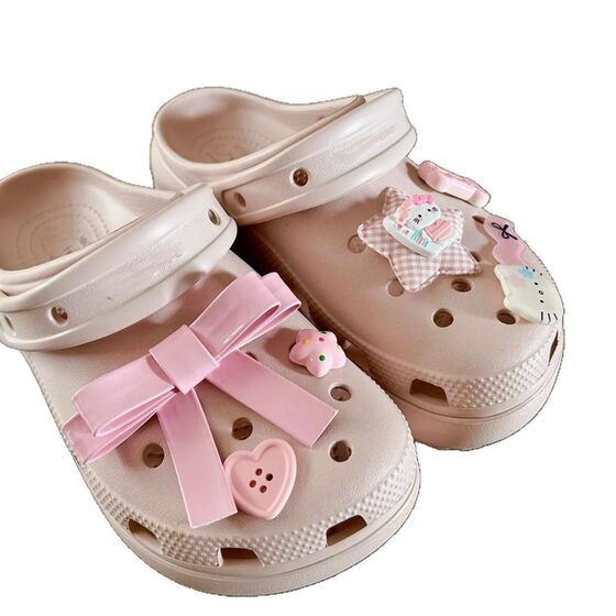 Dopamine Cute Bow Hole Shoes Stereo Original Detachable Pink Kitty Accessories Shoe Flower Collocation