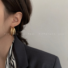 高级感多层金属耳环女小众设计感耳圈欧美气质复古圈圈耳钉耳饰品