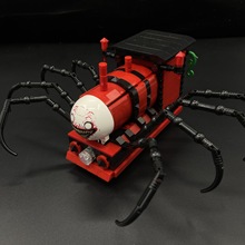 拓乐L8001查尔斯小火车积木蜘蛛怪物玩具带灯光回力儿童拼装跨境