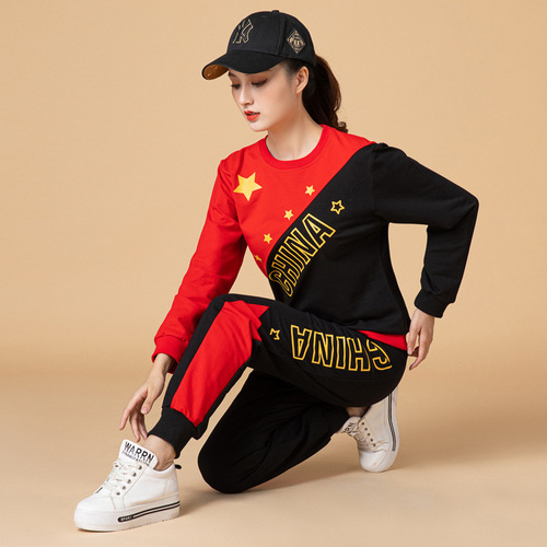 Shuffle dance dance sports fitness clothing autumn and winter square dance clothing new suit ghost step performance dance clothing for women