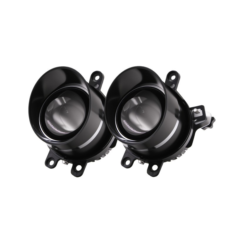 Lente de luz antiniebla 1D LED3.0 Lente de luz antiniebla LED de tres colores de borde negro Lente de luz antiniebla de coche modificado revestimiento de vidrio azul