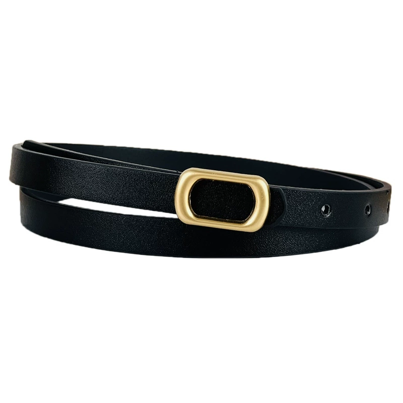 Black retro belt, universal jeans, trousers, simple and elegant design, Korean style, wholesale