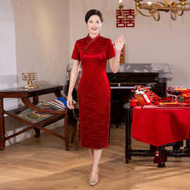 高端喜婆婆婚宴装旗袍高贵2025新款日常可穿红色年轻妈妈结婚礼服